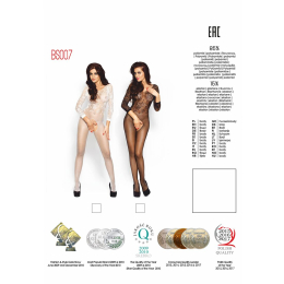 Бодістокінг Passion BS007 white, комбінезон, закриті плечі, рукав 3/4 - - фото №5