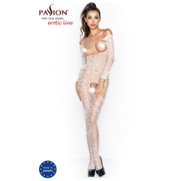 Бодістокінг Passion BS031 white, комбінезон з відкритими грудьми - - фото №2