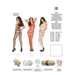 Бодістокінг Passion BS032 white, комбінезон, топ і велика сітка - - фото №5