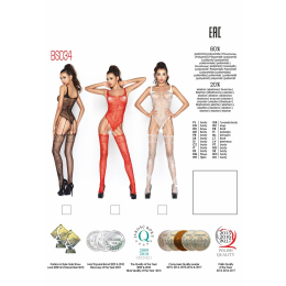 Бодістокінг Passion BS034 black, комбінезон, імітація боді і панчіх - - фото №6