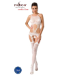 Бодістокінг Passion BS047 white, комбінезон, імітація топа, панчіх і пояса - фото №2