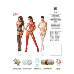 Бодістокінг Passion BS047 white, комбінезон, імітація топа, панчіх і пояса - - фото №5