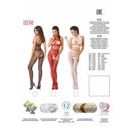 Бодістокінг Passion BS048 red, комбінезон, імітація колгот та відкритого топа - - фото №5