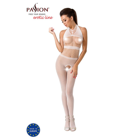 Бодістокінг Passion BS048 white, комбінезон, імітація колгот та відкритого топа - фото №2