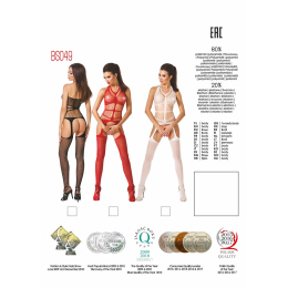 Бодістокінг Passion BS049 black, комбінезон, імітація топа, панчох і пояса - - фото №8