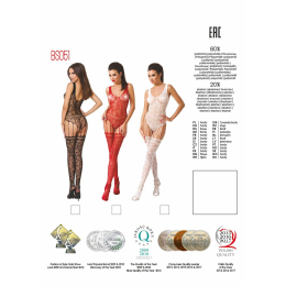 Бодістокінг Passion BS051 black, комбінезон, імітація панчох і боді - - фото №8