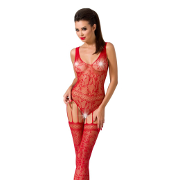 Бодістокінг Passion BS051 red, комбінезон, імітація панчіх і боді - фото