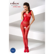 Бодістокінг Passion BS052 red, комбінезон, імітація корсета з підтяжками, панчох і трусиків - фото №2