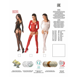 Бодістокінг Passion BS055 white, комбінезон, імітація панчіх і пояса, довгий рукав, закрите плече - - фото №5