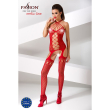 Бодістокінг Passion BS056 red, комбінезон, імітація панчох - фото №2