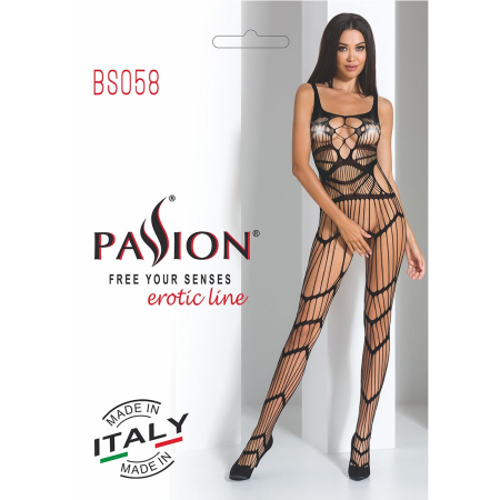 Бодістокінг Passion BS058 black, комбінезон, дуже повітряний - фото №7