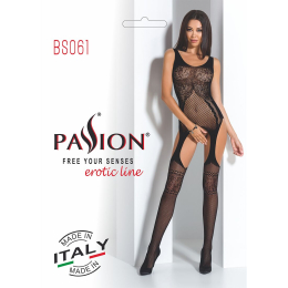 Бодістокінг Passion BS061 black, комбінезон, імітація панчіх - №7