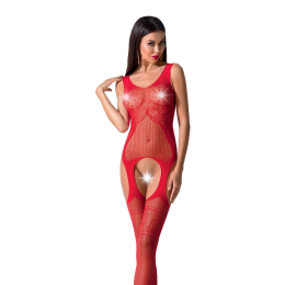 Бодістокінг Passion BS061 red, комбінезон, імітація панчіх - фото