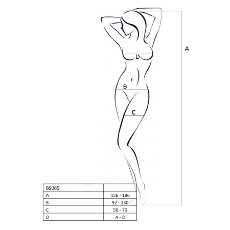Сексуальний бодістокінг Passion BS065 One Size, Red, комбінезон, велика сітка - фото №4