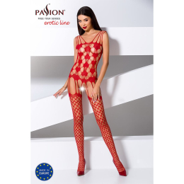 Бодістокінг Passion BS067 red, комбінезон, імітація панчох і топа на бретелях - №2