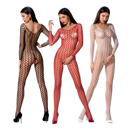 Бодістокінг Passion BS068 black, комбінезон, велика сітка, довгий рукав - - фото №5