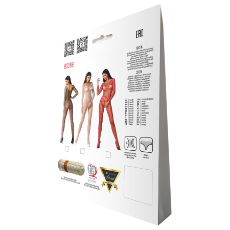 Бодістокінг Passion BS068 red, комбінезон, велика сітка, довгий рукав - фото №6