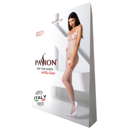 Бодістокінг Passion BS071 white, комбінезон на бретелях - - фото №5