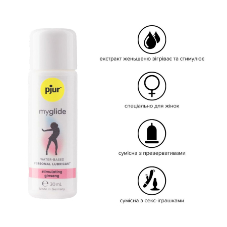 Збуджувальна змазка на водній основі pjur my glide 30 мл, з женьшенем, зігріває - фото №2