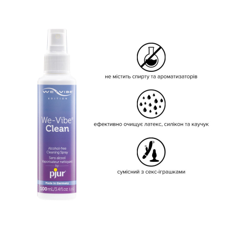 Антибактеріальний спрей pjur We-Vibe Clean 100 мл без спирту та ароматизаторів - фото №2