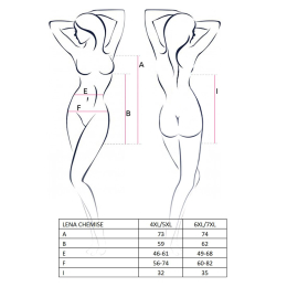 Сорочка приталена з відкритою спиною Passion LENA CHEMISE 4XL/5XL, red, трусики - - фото №6