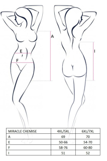 Сорочка з глибоким декольте Passion MIRACLE CHEMISE 4XL/5XL, black, трусики - - фото №2