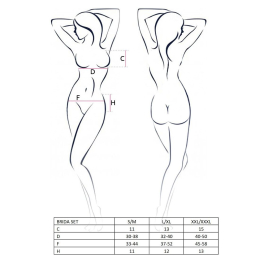 Комплект білизни Passion Exclusive BRIDA SET OpenBra L/XL black, трусики-танга, пояс, відкритий ліф - - фото №4