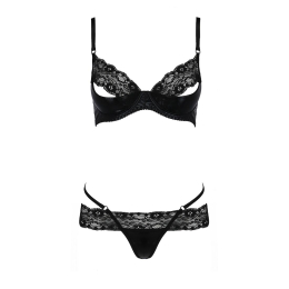 Комплект білизни Passion Exclusive NORTH SET S/M, black, ліф и трусики з елементами під латекс - - фото №5