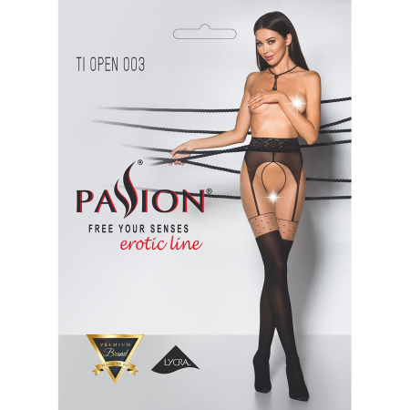 Еротичні колготки Passion TIOPEN 003 1/2 (20/40 den), nero, імітація панчох і пояса - фото №5