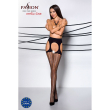 Еротичні колготки Passion TIOPEN 004 1/2 (fishnet 40 den), nero, імітація панчох і пояса - фото №3