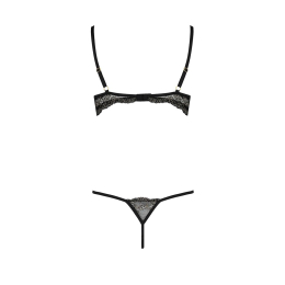 Комплект білизни Passion Exclusive VALERY SET OpenBra XXL/XXXL black, стрепи, трусики, відкритий ліф - - фото №6