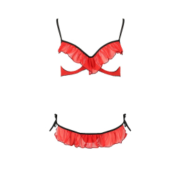 Комплект білизни Passion Exclusive CHERRY SET OpenBra XXL/XXXL red, відкритий ліф, трусики-спідничка - - фото №5