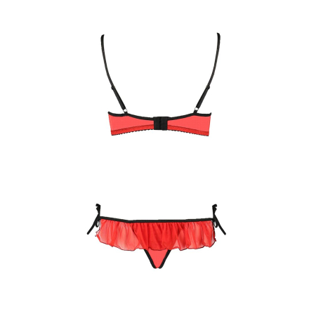 Комплект білизни Passion Exclusive CHERRY SET OpenBra XXL/XXXL red, відкритий ліф, трусики-спідничка - фото №6