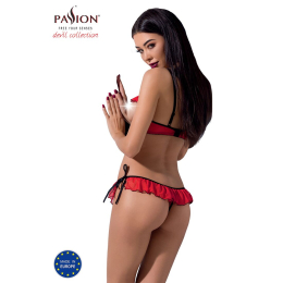 Комплект білизни Passion Exclusive CHERRY SET OpenBra XXL/XXXL red, відкритий ліф, трусики-спідничка - - фото №2