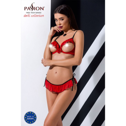 Комплект білизни Passion Exclusive CHERRY SET OpenBra XXL/XXXL red, відкритий ліф, трусики-спідничка - - фото №3