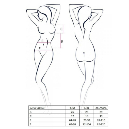 Корсет з декольте Passion ERZA CORSET XXL/XXXL, black, пажі, трусики, напівпрозорий - фото №5