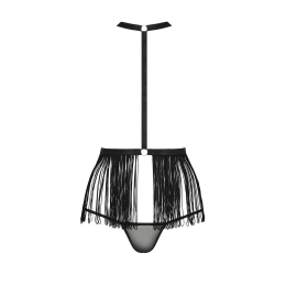 Комплект білизни Passion Exclusive INDRA SET OpenBra L/XL, black, стрінги, портупея з бахромою - - фото №5