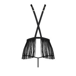 Комплект білизни Passion Exclusive INDRA SET OpenBra XXL/XXXL, black, стрінги, портупея з бахромою - - фото №6