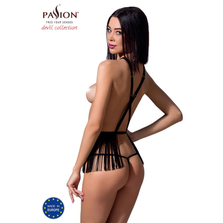 Комплект білизни Passion Exclusive INDRA SET OpenBra XXL/XXXL, black, стрінги, портупея з бахромою - фото №2