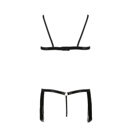 Комплект білизни Passion Exclusive KASSANDRA SET OpenBra L/XL black, ліф з бахроми, трусики-спідниця - - фото №6