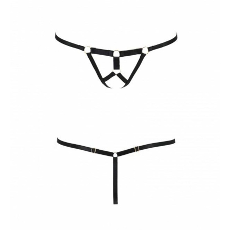 Трусики стрінги зі стреп Passion Exclusive ARMANDA THONG L/XL, black - фото №5
