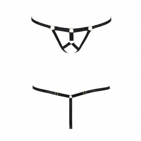 Трусики стрінги зі стреп Passion Exclusive ARMANDA THONG S/M, black - фото №5