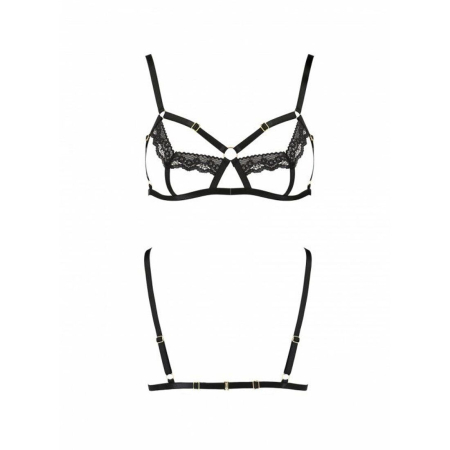 Бюстгальтер-стрепи з мереживом Passion Exclusive SOLON BRA L/XL, black - фото №5
