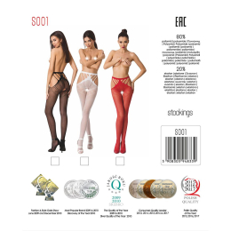 Еротичні колготки-бодістокінг Passion S001 white, з доступом і з відкритими стегнами - - фото №5