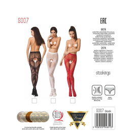 Еротичні колготки-бодістокінг Passion S007 black, гарні ажурні колготки з вирізом - - фото №8