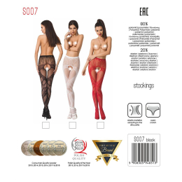 Еротичні колготки-бодістокінг Passion S007 white, гарні ажурні колготки з вирізом - - фото №5