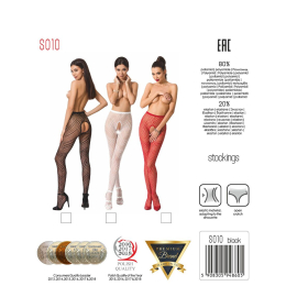 Еротичні колготки-бодістокінг Passion S010 black, з доступом, геометричний малюнок - - фото №8