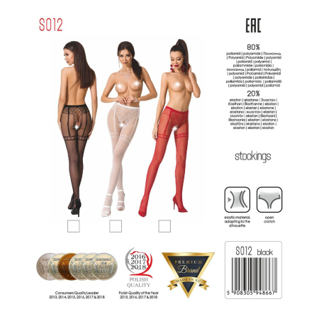 Колготки-бодістокінги Passion S012 One Size, Red, імітація панчіх, пояса та мереживних трусиків - фото №5