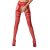 Сітчасті колготки-бодістокінги Passion S013 One Size, Red, імітація панчіх та пояса з гартерами - фото