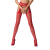 Мереживні колготки-бодістокінги Passion S014 One Size, Red, імітація панчіх та пояса з гартерами - фото
